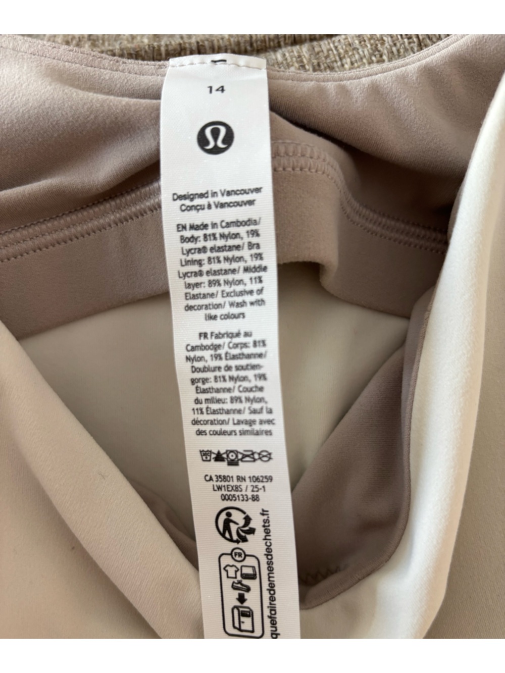 lululemon athletica Cream Spaghetti Strap top size 14 - Picture 2 of 4